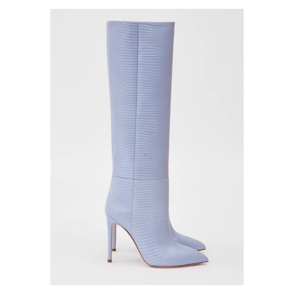 New PARIS TEXAS Snakeskin Effect Leather Boots Denim 38 they run small - Picture 2 of 12